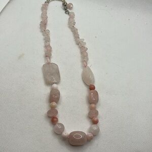 Vintage necklace rose quartz chunky stones 20”